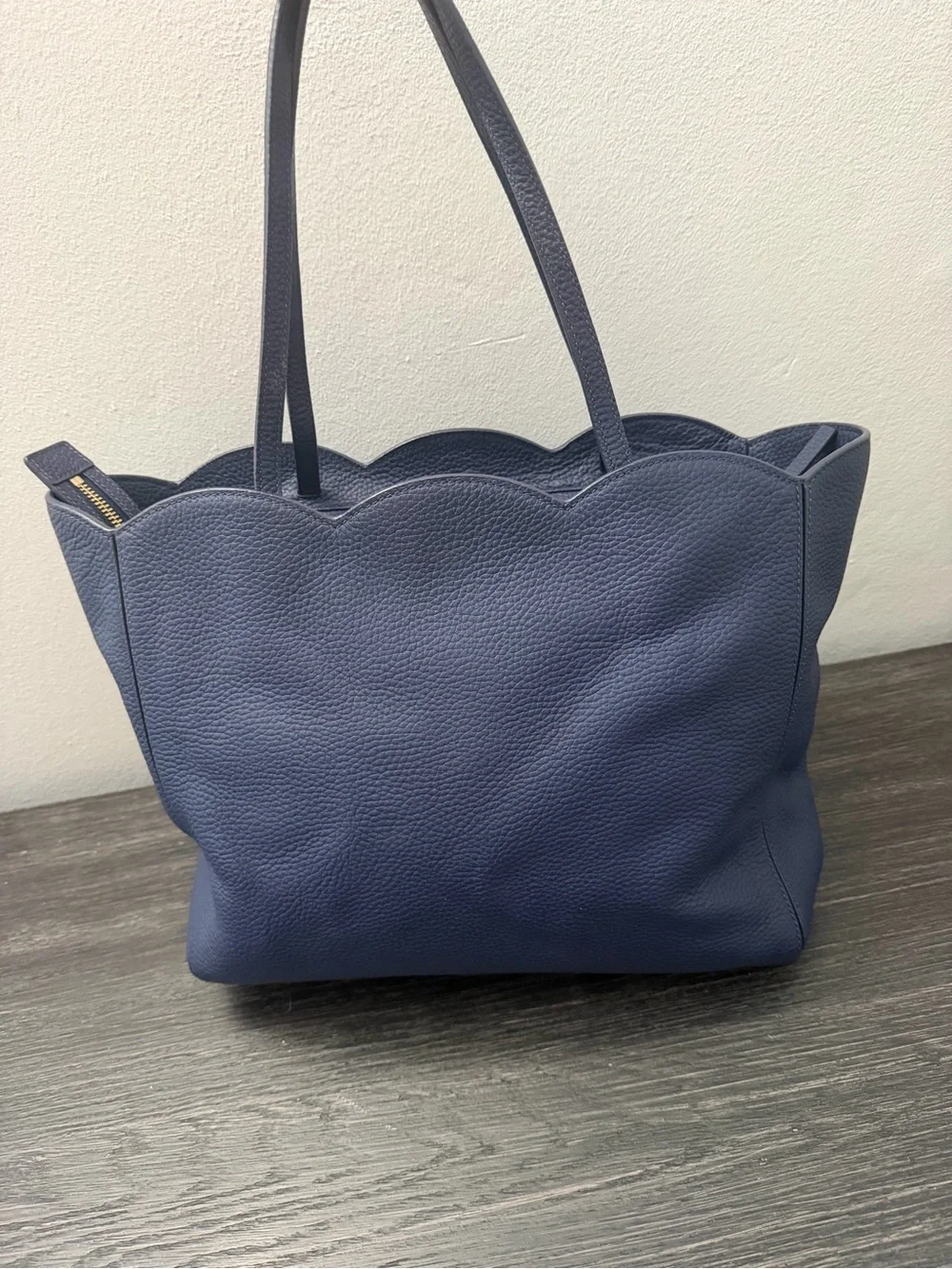 kate spade Navy Scallop-Edge Pebbled Leather Tote